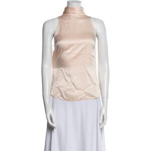 Cinq a Sept Mock Neck Satin Sleeveless Top - Size Small